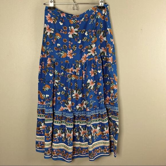 NEW Veronica Beard Skirt Maxi Floral blue teal Size 4 prairie - Picture 1 of 6